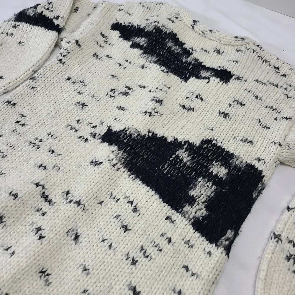 LIne Black and‎ Cream Button Up Sweater Size XS